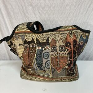 Laurel Burch Feline Faces Tapestry Bag Purse Shoulder Bag Cats